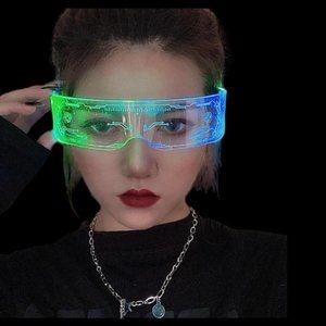 LED Luminous Sunglasses Vintage Punk Goggles unisex Rave Costume Party